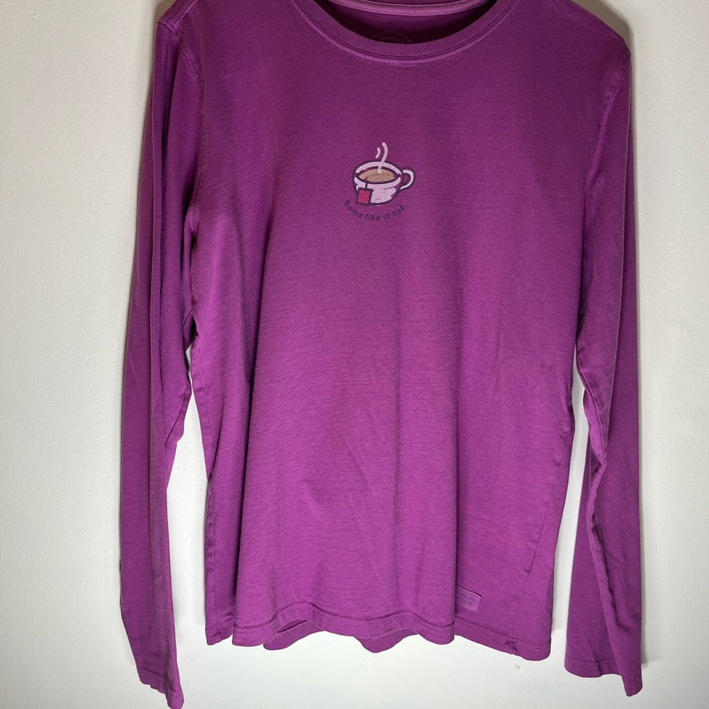 Life Is Good Purple Long Sleeve Tee with Cup Patch